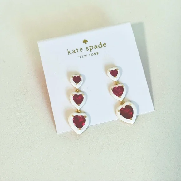 kate spade Jewelry Kate Spade Red Heart Drop Earrings Poshmark